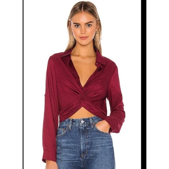 Blouse crop top Sonia Twist Shirt in Wine MINKPINK - Picture 1 of 6